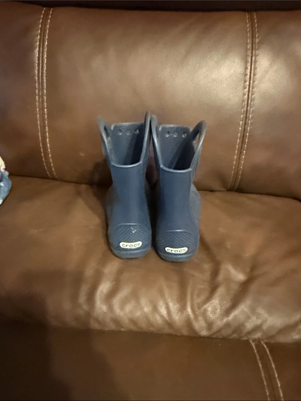CROCS Kids Navy Pull-On Rain Boots with Easy Grab Handles